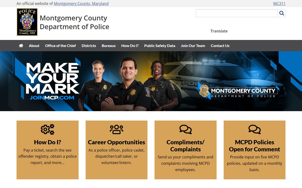 Montgomery County Police Department covering Rockville sex offender registration and compliance