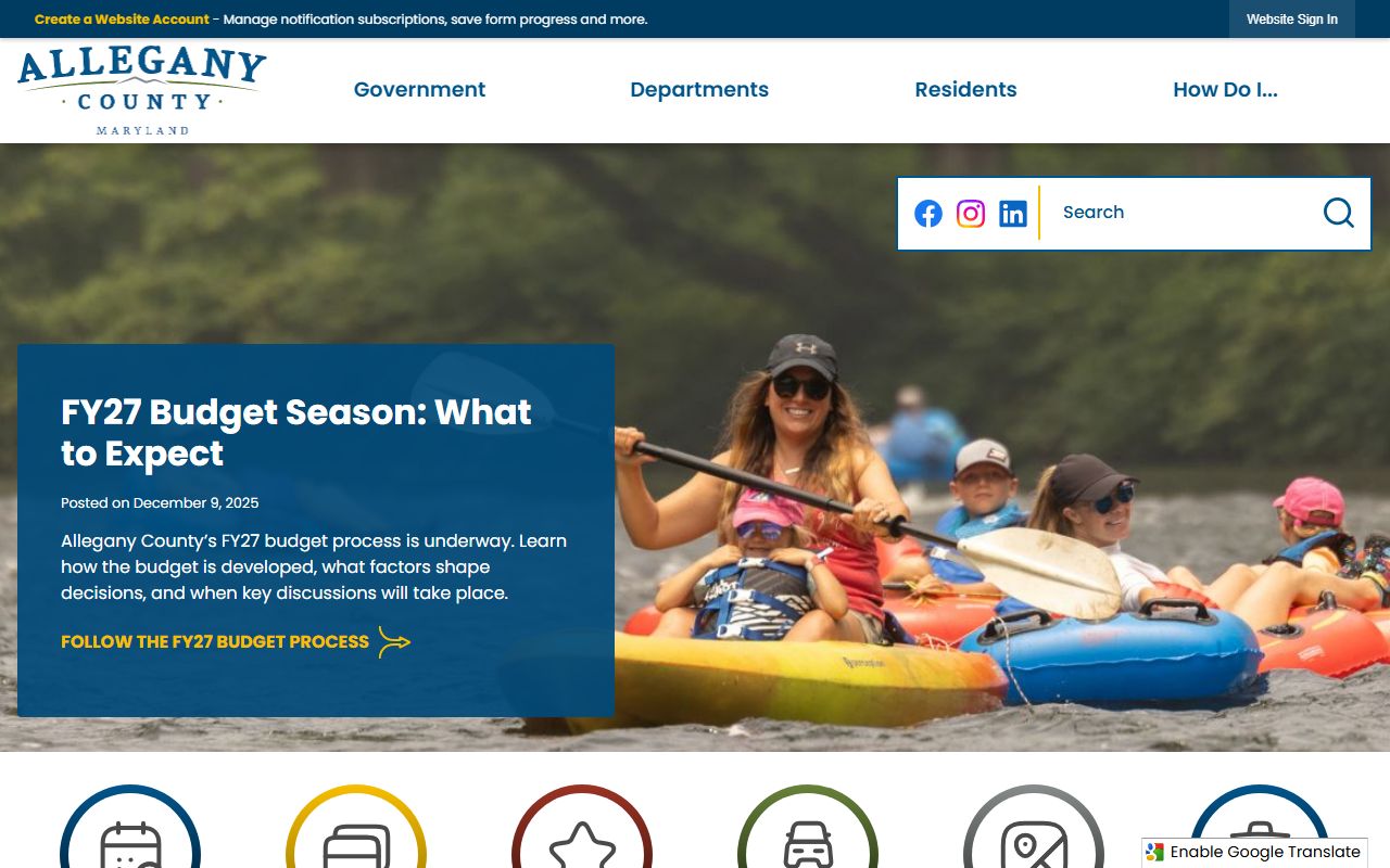 Allegany County government homepage for sex offender registry contacts