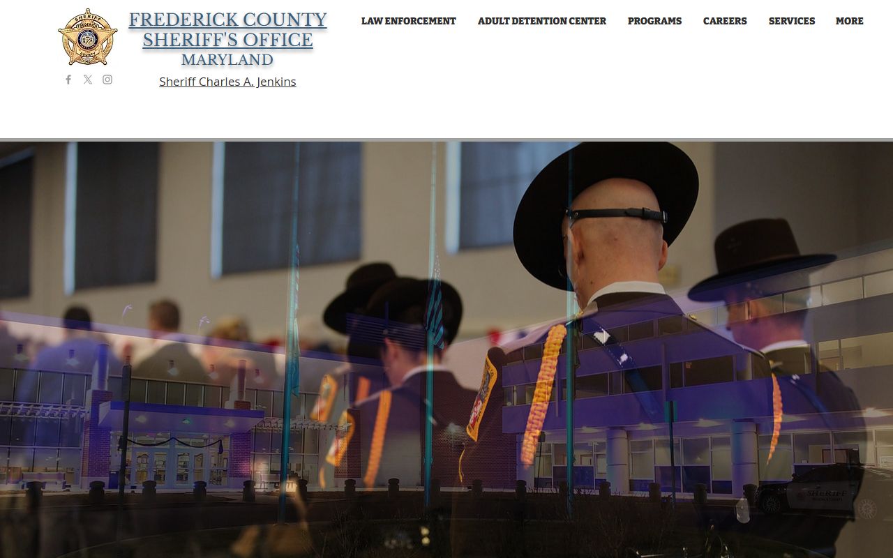 Frederick County Sheriff's Office website showing sex offender program contacts and registry information