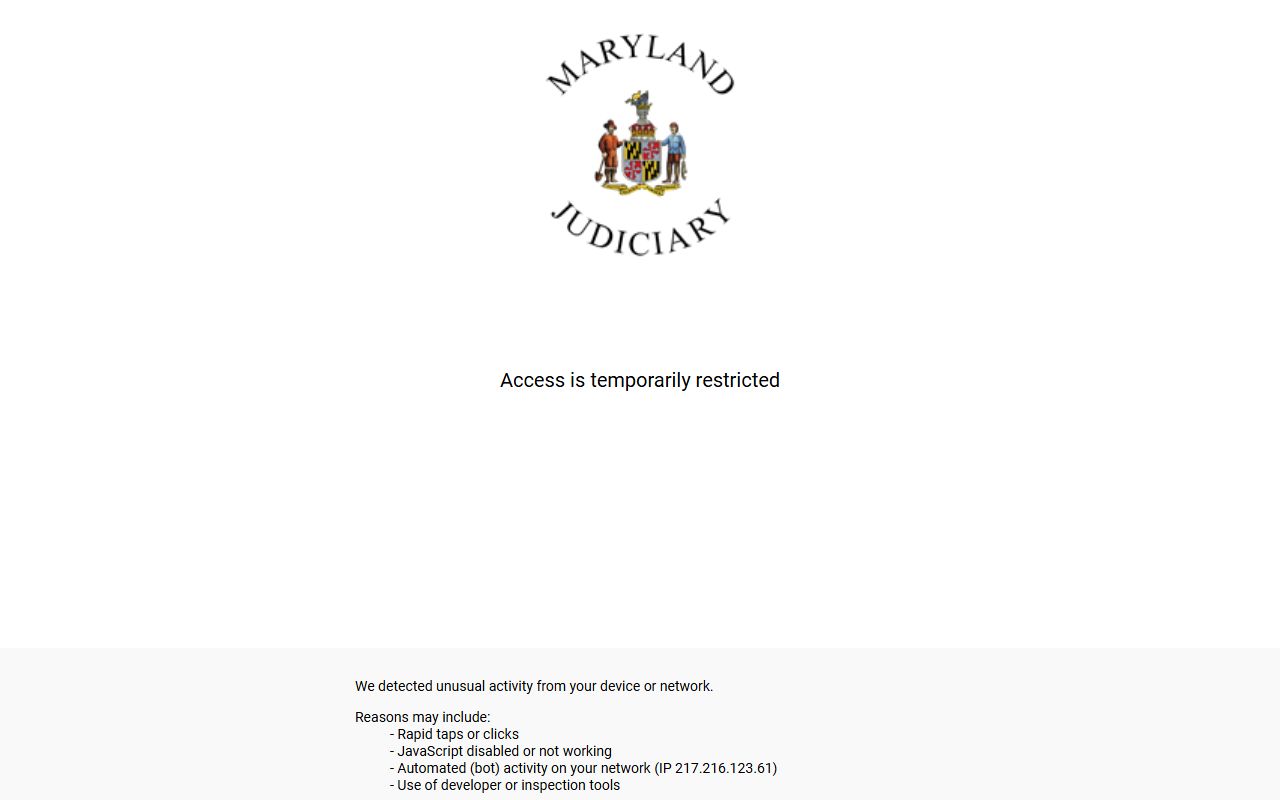 Maryland Judiciary Case Search portal for Talbot County sex offender court records
